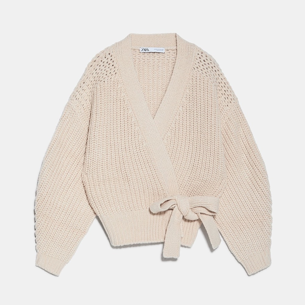 ZARA KNIT CROPPED BELTED CARDIGAN NWT - Picture 16 of 16
